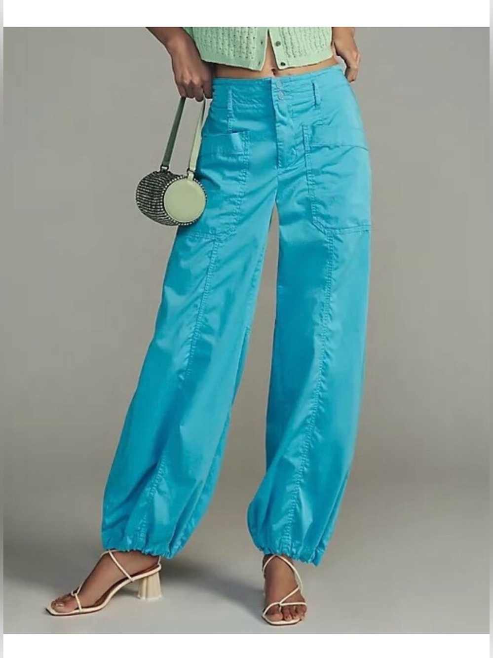 Anthropologie Maeve Clean Balloon Pants Teal Blue Elasticized Cuffs Size 2